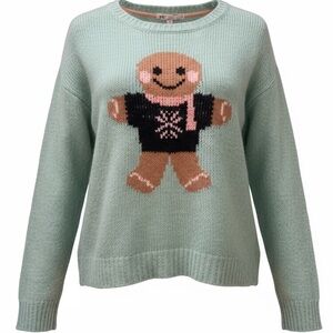 Ugly Christmas Sweater Jolt Junior XL Gingerbread Cookie color Mint super soft